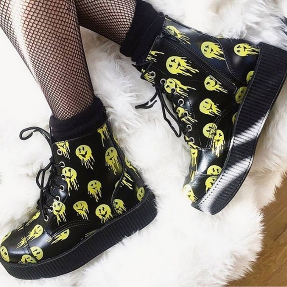 T.U.K Shoes - T.U.K. Limited Edition Drip Melted Smiley Face Boots